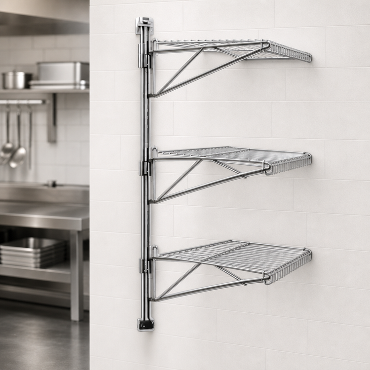 Product image #3 for Eagle Group Valu-Gard Adjustable Post Wire Wall Mount Prepackaged End Unit for 18-Inch Deep Shelves
