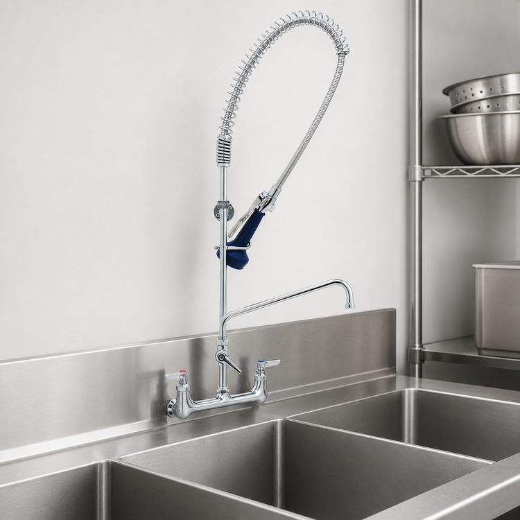Product image #3 for T&S Brass EasyInstall 8-Inch Wall-Mount Pre-Rinse Unit with Add-On Faucet and 0.65 GPM Low-Flow Spray Valve