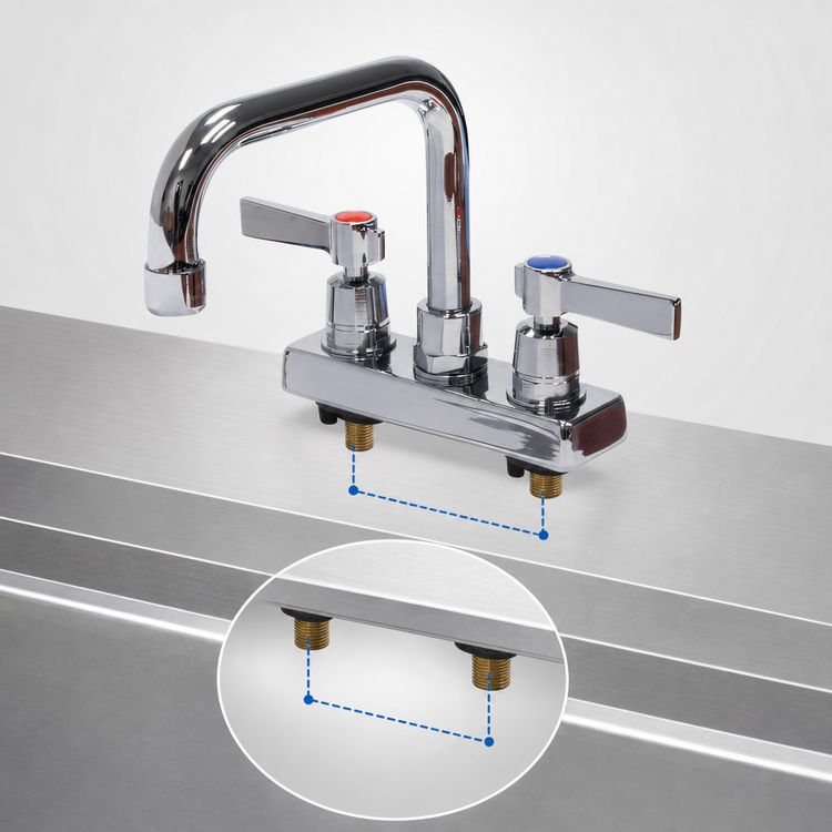 Product image #3 for Advance Tabco K-124 Lead-Free Deck-Mounted Manual Faucet with 6-Inch Swivel D-Style Spout