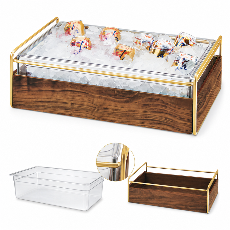Product image #3 for Mid-Century Rectangular Ice Housing with Brass Frame and Clear Polycarbonate Pan