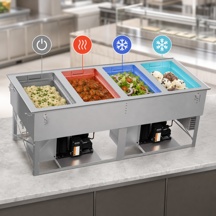 Product image #4 for Vollrath 4-Well Hot/Cold/Frozen Modular Drop-In Food Well with Self-Contained Refrigeration