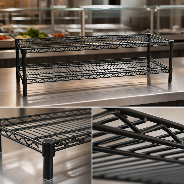Product image #3 for Eagle QuadTruss 2-Tier Front Case Merchandise Cantilevered Wire Shelving Unit, 54 x 14 x 14 Inches, Gray Epoxy