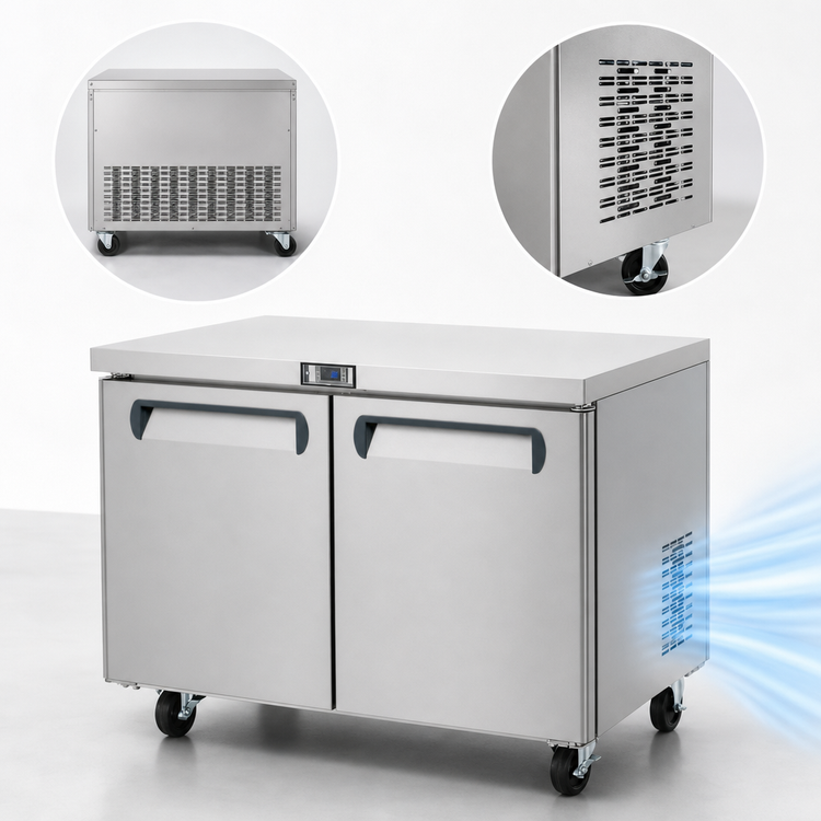 Product image #3 for Migali Competitor Series Two-Section Undercounter Reach-In Refrigerator, 12 Cu. Ft., Stainless Steel