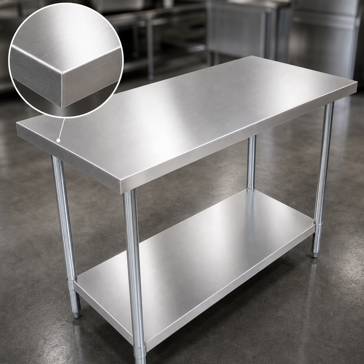 Product image #3 for Omcan 60-Inch x 18-Inch Flat Top Stainless Steel Work Table with Galvanized Undershelf