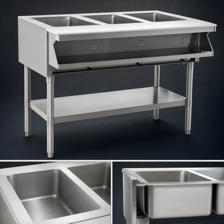 Product image #3 for Eagle Group 2-Well Sealed Well Electric Hot Food Table, Open Base, 12 x 20 Wells, 208V