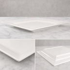 Thumbnail image #3 for Crestware Quattro QUA46 10-Inch Square Wide Rim Pearl White Ceramic Plate Case of 12