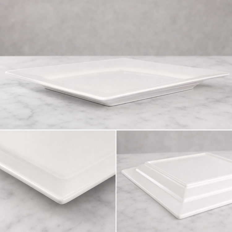 Product image #3 for Crestware Quattro 10-Inch Square Wide Rim Fully Vitrified Ceramic Plate