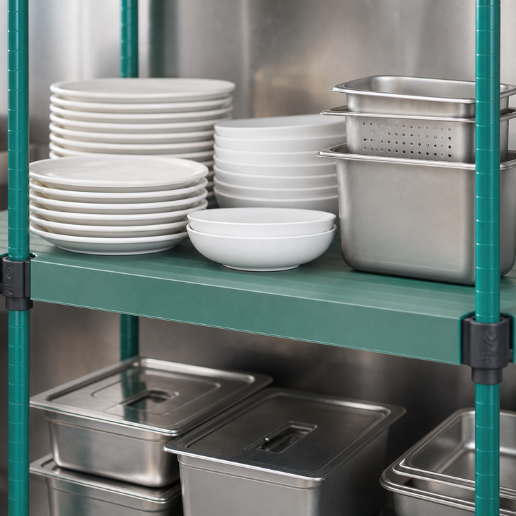 Product image #3 for QuadPlus 42" x 24" Solid Green Polymer Shelf Mat with Quad-Adjust Wire Frame