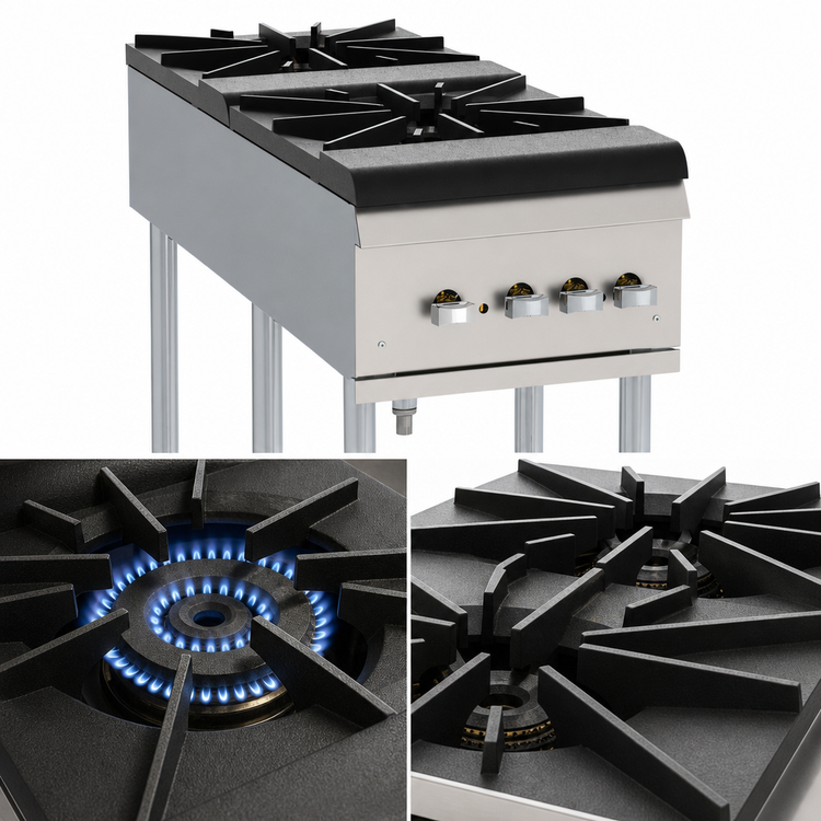 Product image #3 for Vulcan 18-Inch Gas Stock Pot Range with (2) Cast Iron Two-Ring Burners, 220,000 BTU