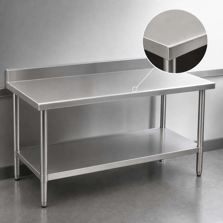 Product image #3 for Eagle Spec-Master Marine Series Stainless Steel Work Table with Backsplash and Adjustable Undershelf, 72 x 24 Inches