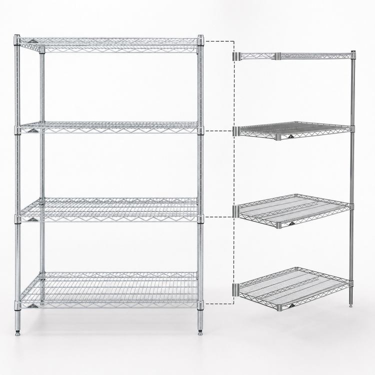 Product image #3 for Metro Super Erecta Add-On Wire Shelving Unit, 36W x 24D x 63H, 4 Shelves, Brite Finish