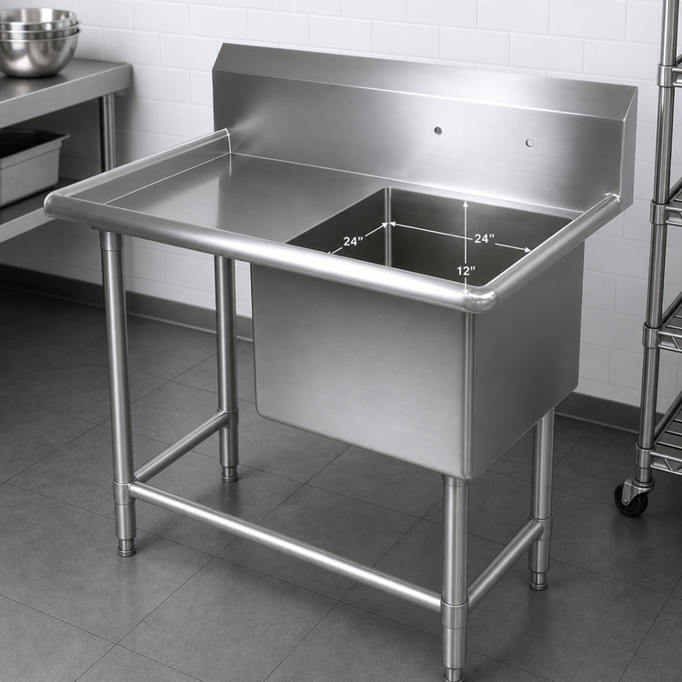 Product image #3 for John Boos Pro-Bowl 1-Compartment Stainless Steel Sink with 30-Inch Left Drainboard