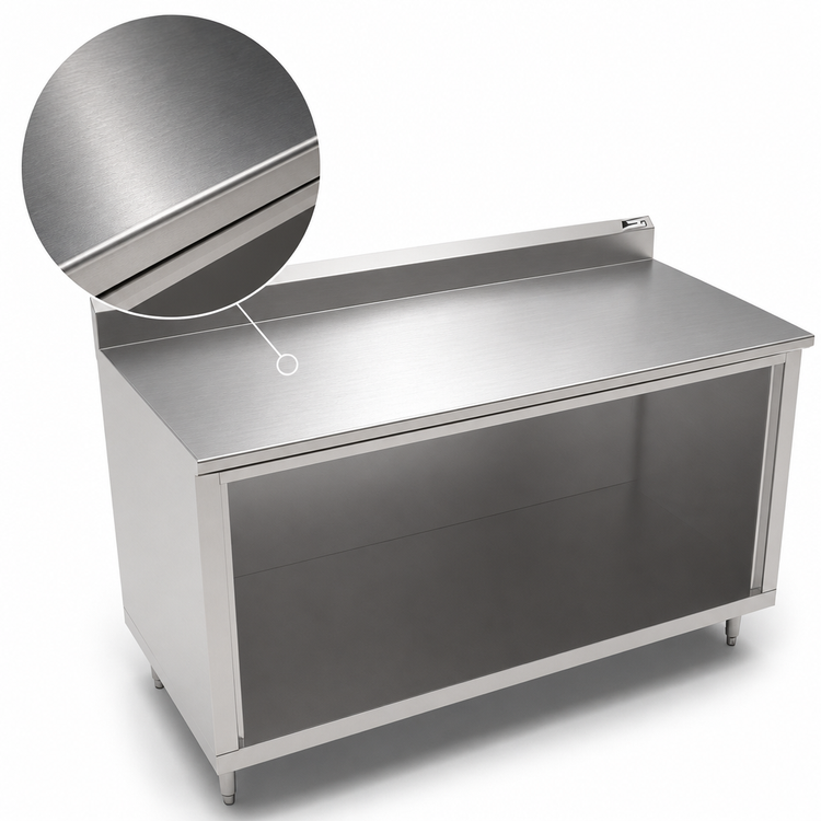 Product image #3 for John Boos 60"W x 36"D Stainless Steel Work Table with Open Front Cabinet Base and 5" Backsplash