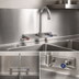 Thumbnail image #3 for BK Resources Evolution 8-Inch Centers Splash-Mount Stainless Steel Faucet with 5-Inch Gooseneck Spout