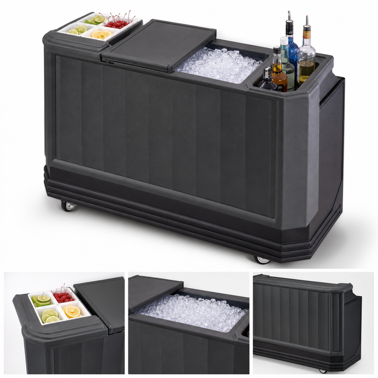 Product image #4 for Cambro Cambar BAR730420 Economy Portable Beverage Bar with 80 lb Ice Sink, 7-Bottle Speed Rail and Waste Water Bin