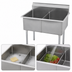 Thumbnail image #3 for Sapphire Manufacturing SMSQ1214-2 Budget 2-Compartment Stainless Steel Sink with Legs and 7-1/4-Inch Backsplash