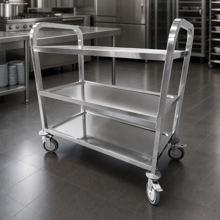 Product image #3 for Stainless Steel 3-Shelf Utility Bus Cart