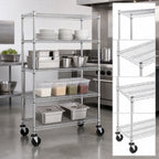 Thumbnail image #3 for Metro Super Erecta N436BC 4-Shelf Chrome Wire Stem Caster Cart, 36 x 21 x 69 Inches, Resilient Rubber Casters, 600 lb. Capacity