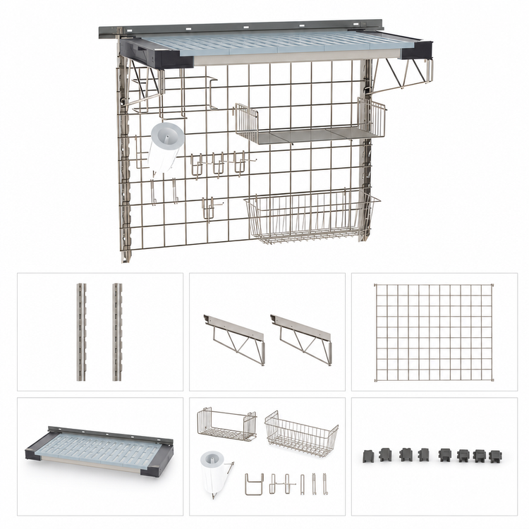 Product image #3 for Metro SmartWall Life Wall-Mounted Prep Shelf Starter Kit, 1 Shelf