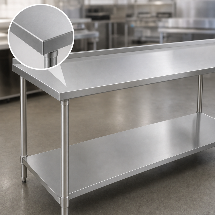 Product image #3 for Eagle Budget Series 144-Inch x 36-Inch Stainless Steel Work Table with Rear Upturn and Adjustable Undershelf