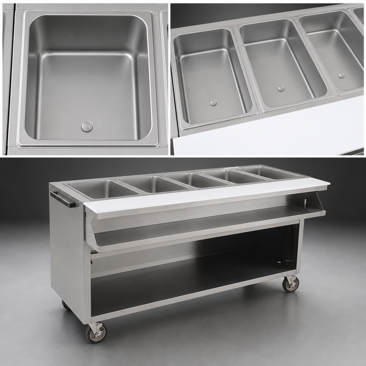 Product image #3 for Spec-Master SPHT5OB-240 5-Well Electric Sealed Well Hot Food Table with Open Base