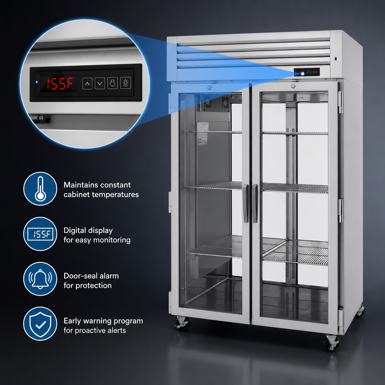 Product image #3 for Turbo Air PRO Series Two-Section Pass-Thru Heated Holding Cabinet with Full-Length Glass Doors, 48.7 Cu. Ft.