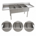 Thumbnail image #3 for Eagle Group Floor Model Three-Compartment Utility Sink with Left and Right Drainboards, 84-1/4 in. W x 25 in. D, 16-Gauge 430 Stainless Steel