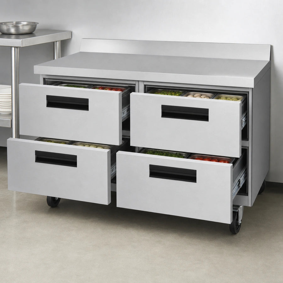 Four Stainless Steel Drawers