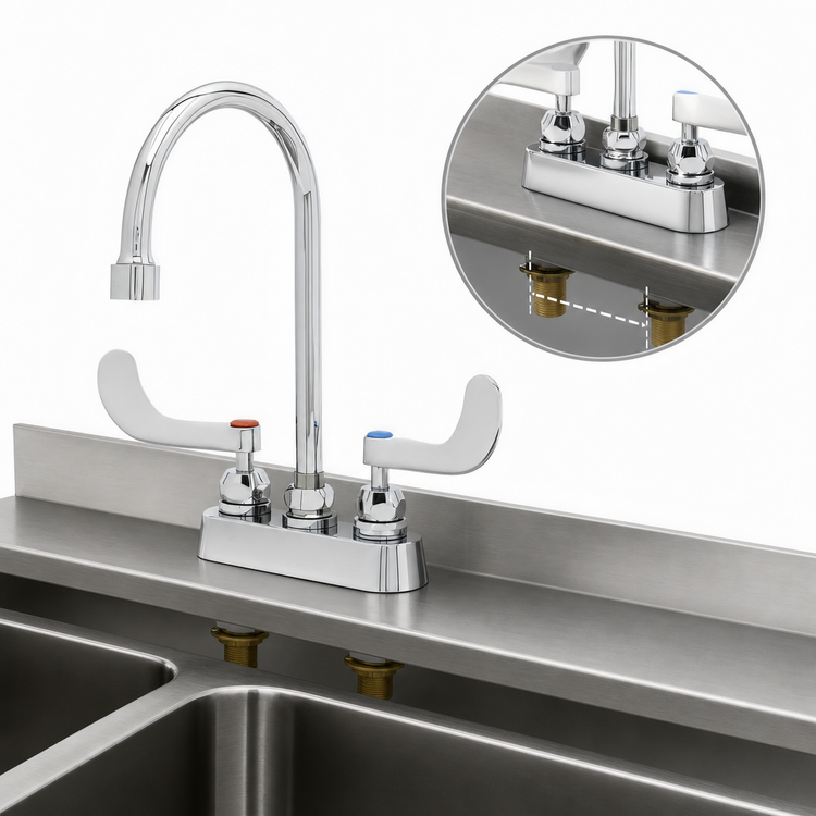Product image #3 for T&S Brass B-1141-XSCR4V22 Workboard Mixing Faucet, 4-Inch Centers, Deck Mount, 5-3/4-Inch Swivel Gooseneck