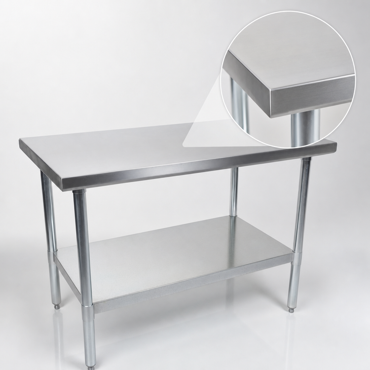 Product image #3 for John Boos Stallion 60 x 30 In. Economy Stainless Steel Work Table with Safety Edge and Adjustable Undershelf
