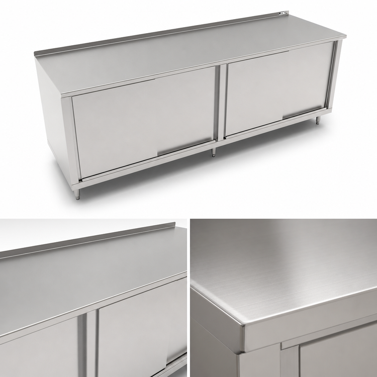 Product image #3 for John Boos 144-Inch x 30-Inch Enclosed Stainless Steel Work Table with Cabinet Base and Sliding Doors
