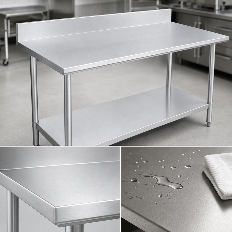 Product image #3 for Duke 30" x 30" Square Stainless Steel Work Table with 5" Riser and Undershelf