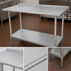 Thumbnail image #3 for Advance Tabco FAG-305 60 x 30 Stainless Steel Work Table with 1-1/2-inch Rear Up-Turn and Galvanized Undershelf