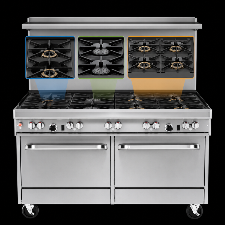Product image #3 for Southbend Ultimate 60-Inch Gas Restaurant Range with 8 Open Burners, Standard Oven and Cabinet Base
