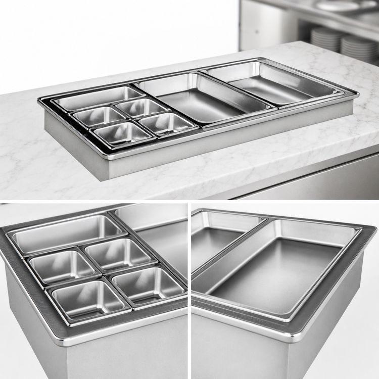 Product image #3 for Atlas Metal WICD-6 6-Pan Deep Drop-In Iced Cold Food Well