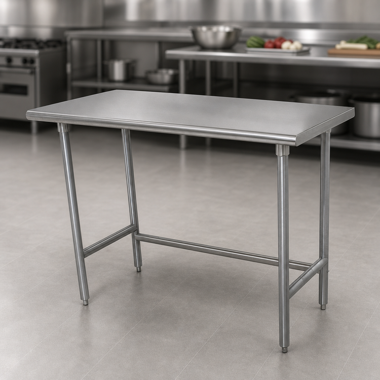 Product image #3 for Advance Tabco Special Value Series 60" x 36" 16-Gauge 304 Stainless Steel Flat-Top Work Table with Open Base