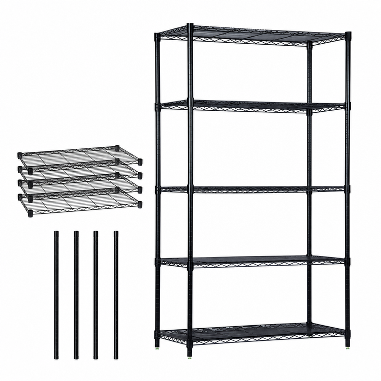 Product image #3 for Quantum 72"W x 36"D x 63"H Black Epoxy Antimicrobial Wire Shelving Starter Kit
