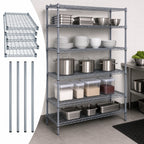 Thumbnail image #3 for Quantum WR63-1872GY-5 Stationary Wire Shelving Starter Kit, 72"W x 18"D x 63"H, 5 Shelves, Gray Epoxy Finish