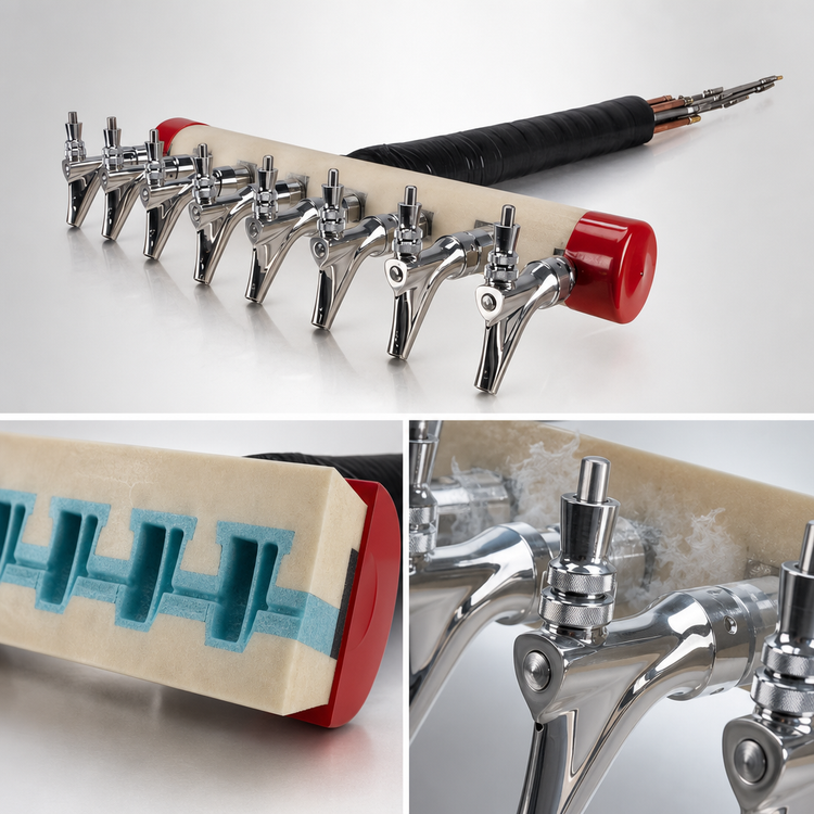 Product image #3 for Kool-Rite 8-Faucet Glycol-Cooled Draft Tower Insert Module with Long Shanks