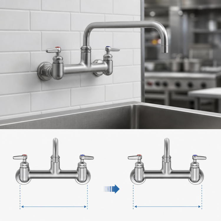 Product image #3 for Big-Flo Wall-Mount Mixing Faucet with 16-Inch Swing Nozzle, 8-Inch Adjustable Centers