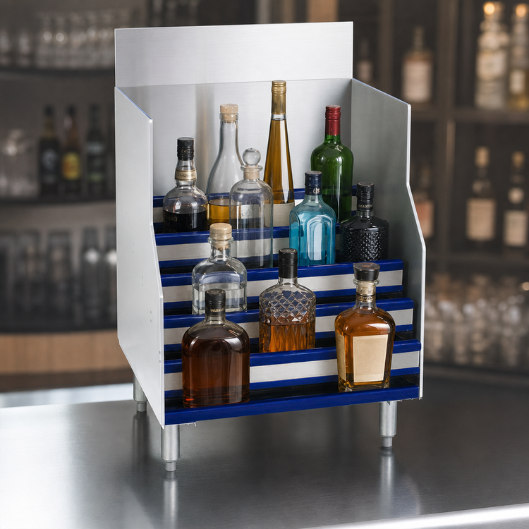 Product image #3 for Advance Tabco Prestige Supreme 24-Inch Freestanding 5-Step Liquor Bottle Display Unit