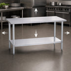 Thumbnail image #3 for Duke Manufacturing 314S-2430 30 x 24-Inch Stainless Steel Work Table with Undershelf, 14-Gauge 300 Series Top, Flat Top Without Backsplash