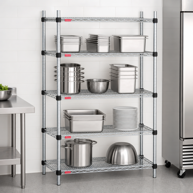 Product image #3 for EAGLEbrite Stationary 4-Tier Quad-Adjust Starter Wire Shelving Unit, 36 x 18 x 74 Inches, Zinc Finish
