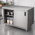 Thumbnail image #3 for Advance Tabco CB-SS-364 Enclosed Work Table with Sliding Door Cabinet Base, 48 x 36 Inch, 14 Gauge 304 Stainless Steel Top