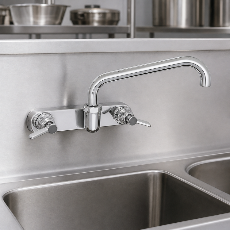 Product image #3 for Fisher Commercial Backsplash-Mount Faucet with 14-Inch Swing Spout, 8-Inch Centers, Brass