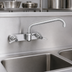 Thumbnail image #3 for Fisher Commercial Backsplash-Mount Faucet with 14-Inch Swing Spout, 8-Inch Centers, Brass