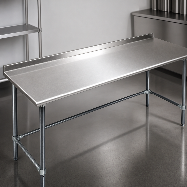 Product image #3 for BlendPort Deluxe Series 84 x 30-Inch Stainless Steel Underbar Work Table with Rear Upturn and Galvanized Tubular Base