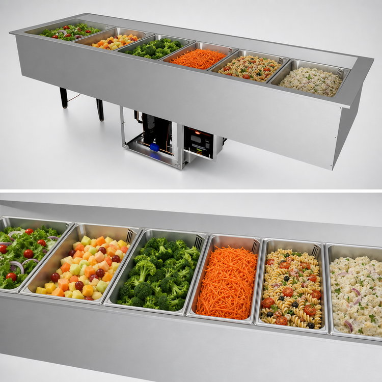 Product image #3 for Hatco CWBP-6 6-Pan Full-Size Top-Mount R-290 Self-Contained Refrigerated Drop-In Cold Well