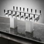 Thumbnail image #3 for Perlick Corporation 4006-8BX8B2 Extra-High Back-to-Back Bridge Tee Countertop Glycol-Cooled Draft Beer Tower, 16 Faucets, Stainless Steel