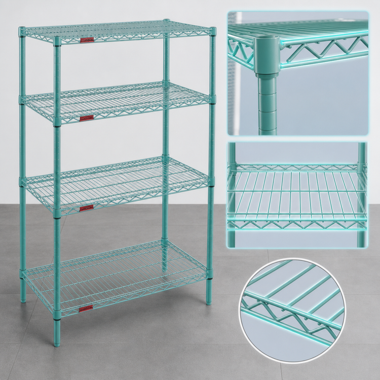 Product image #3 for EagleGard 4-Tier Wire Shelving Starter Unit, 24 x 18 x 63 Inches, Hybrid Epoxy Finish